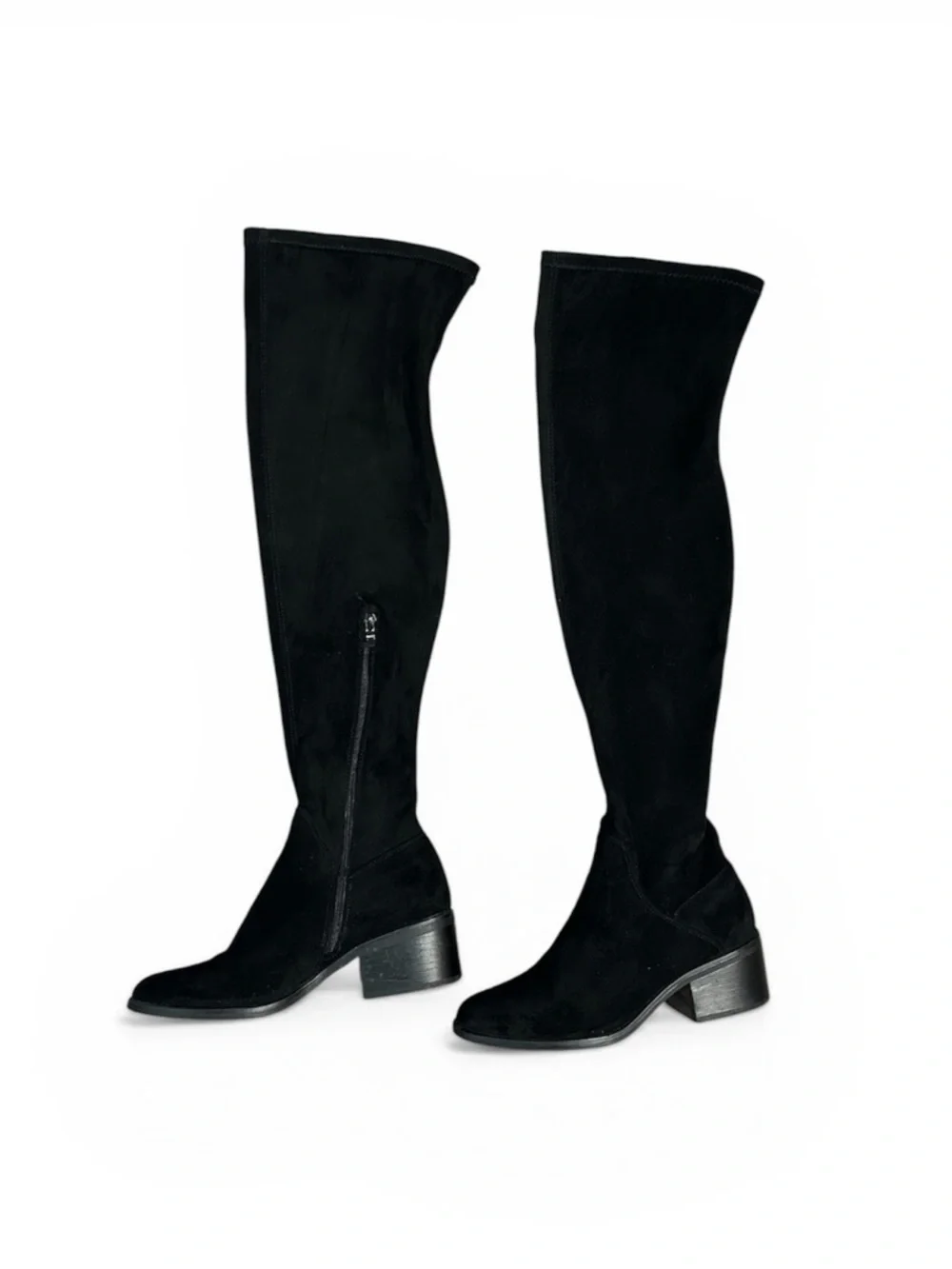 Steve Madden Aggie Over-the-Knee Black Micro Suede Boots Size 8 Stretch Zip